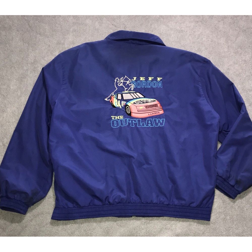 VTG 90's Nascar Dupont Jeff Gordron #24‎ The Outlaw Blue Jacket Large USA Made